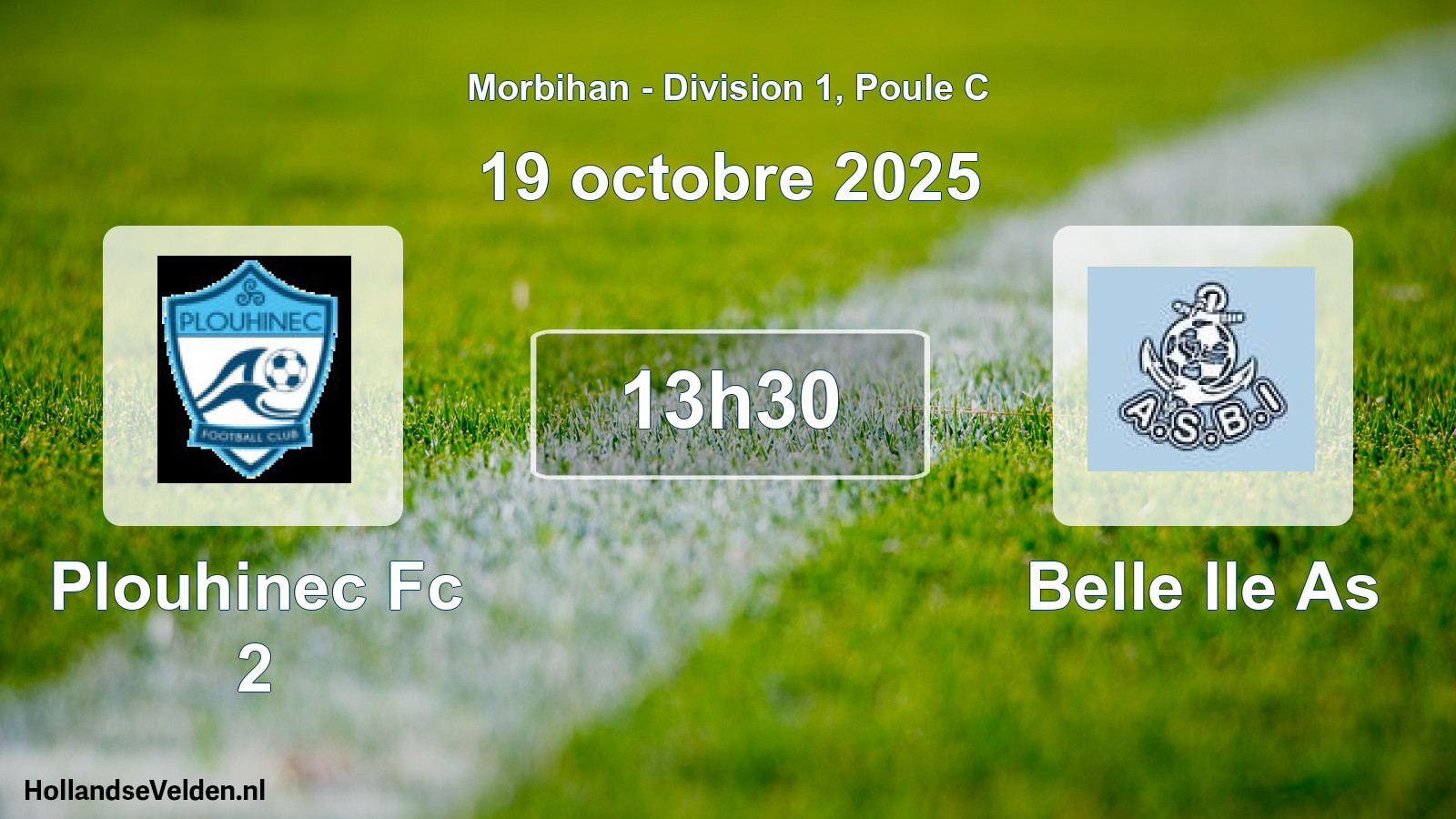 Geplande wedstrijd: Plouhinec Fc 2 - Belle Ile As (19 octobre 2025)
