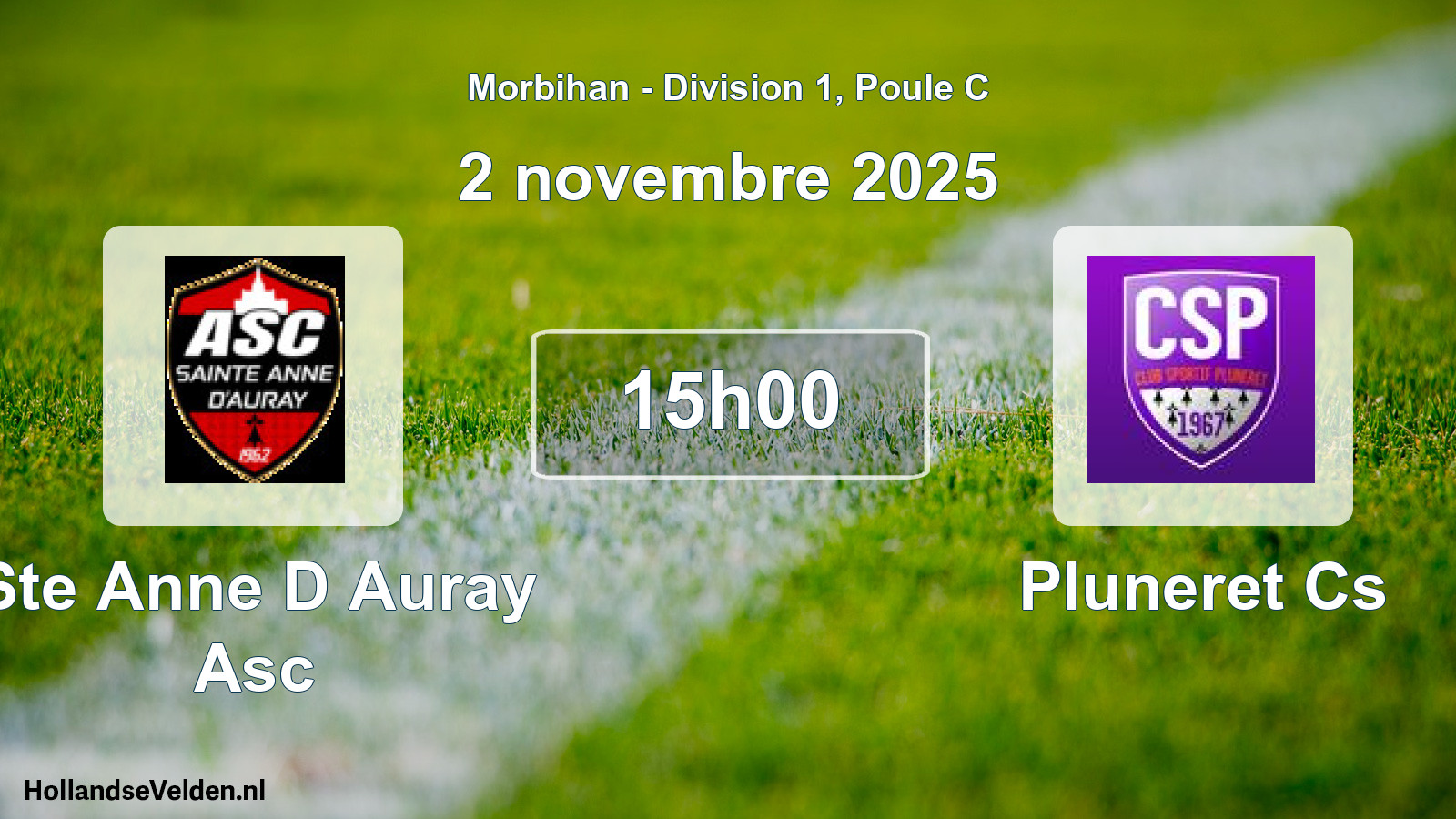 Scheduled Match: Ste Anne D Auray Asc - Pluneret Cs (2 November 2025)