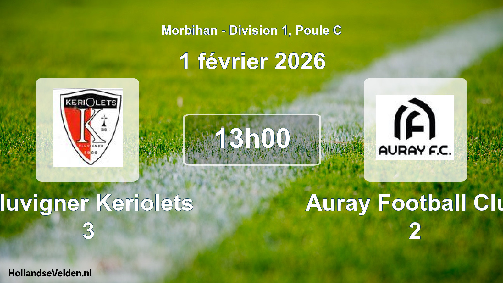 Geplande wedstrijd: Pluvigner Keriolets 3 - Auray Football Club 2 (1 februari 2026)