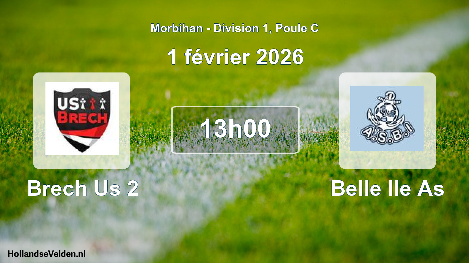 Geplande wedstrijd: Brech Us 2 - Belle Ile As (1 février 2026)