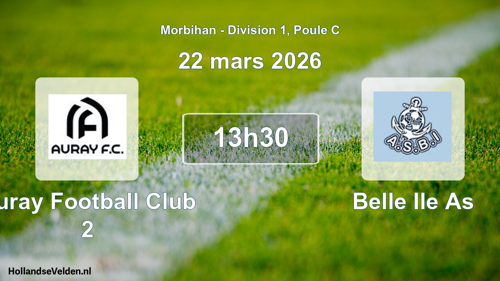 Geplande wedstrijd: Auray Football Club 2 - Belle Ile As (22 mars 2026)