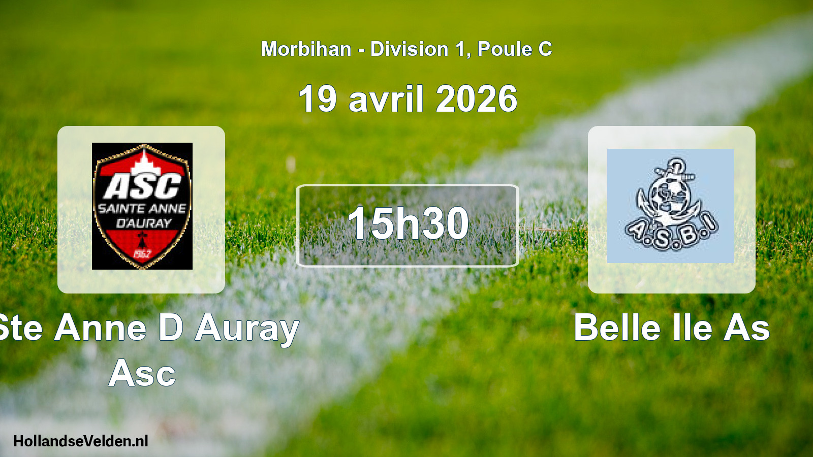 Geplande wedstrijd: Ste Anne D Auray Asc - Belle Ile As (19 avril 2026)