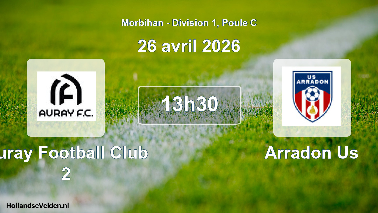 Geplande wedstrijd: Auray Football Club 2 - Arradon Us (26 avril 2026)