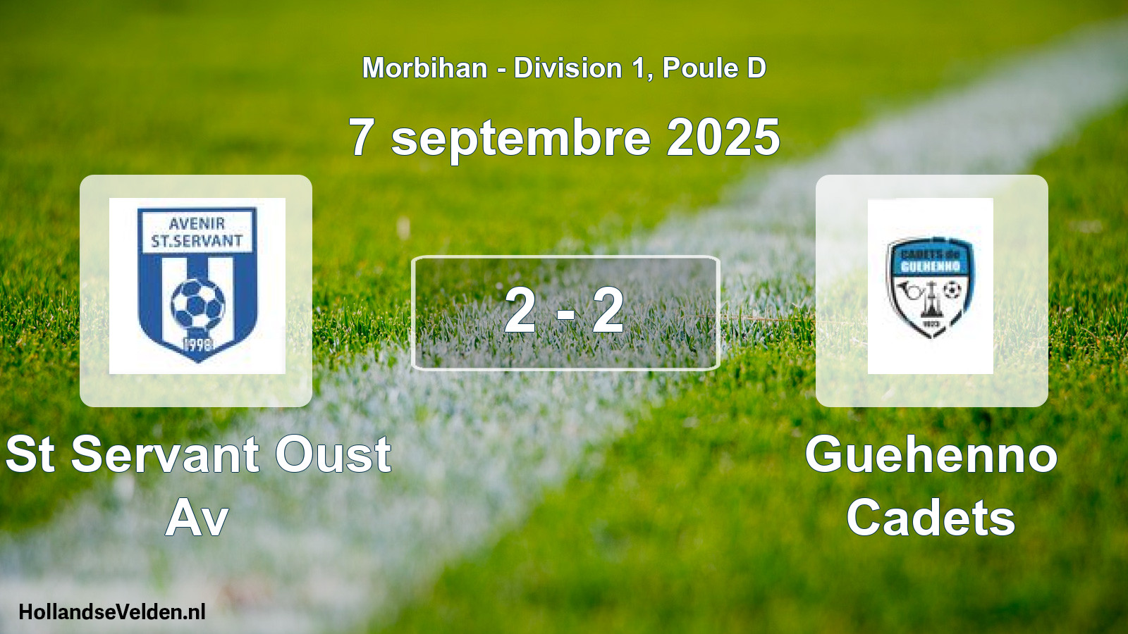 Gespeelde wedstrijd: St Servant Oust Av - Guehenno Cadets 2 - 2 (7 septembre 2025)