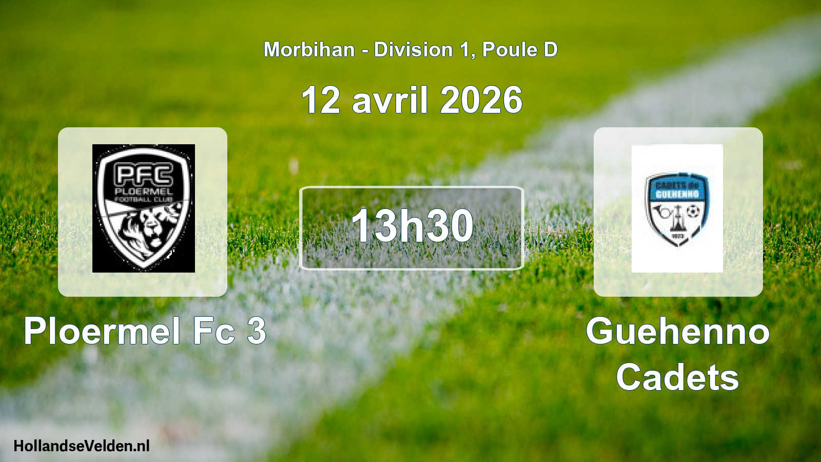 Geplande wedstrijd: Ploermel Fc 3 - Guehenno Cadets (12 avril 2026)