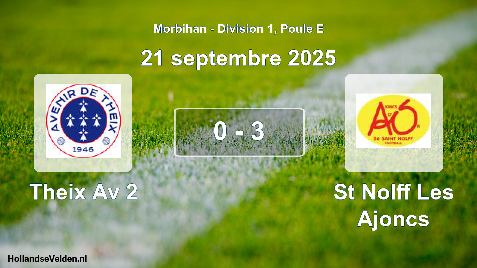 Gespeelde wedstrijd: Theix Av 2 - St Nolff Les Ajoncs 0 - 3 (21 septembre 2025)