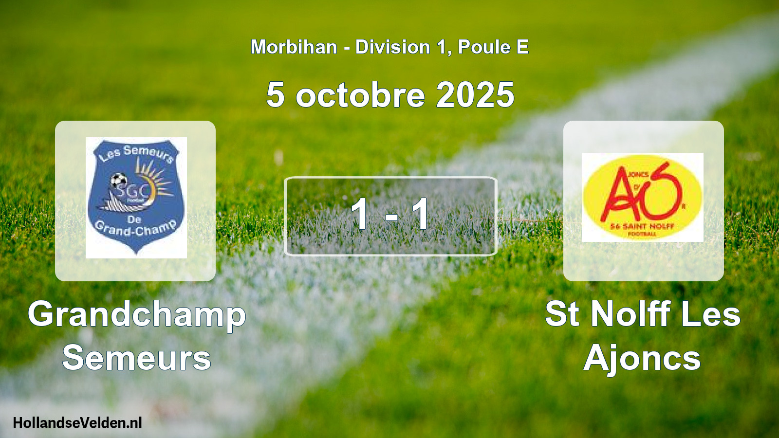 Total number of matches played: Grandchamp Semeurs - St Nolff Les Ajoncs 1 - 1 (5 October 2025)
