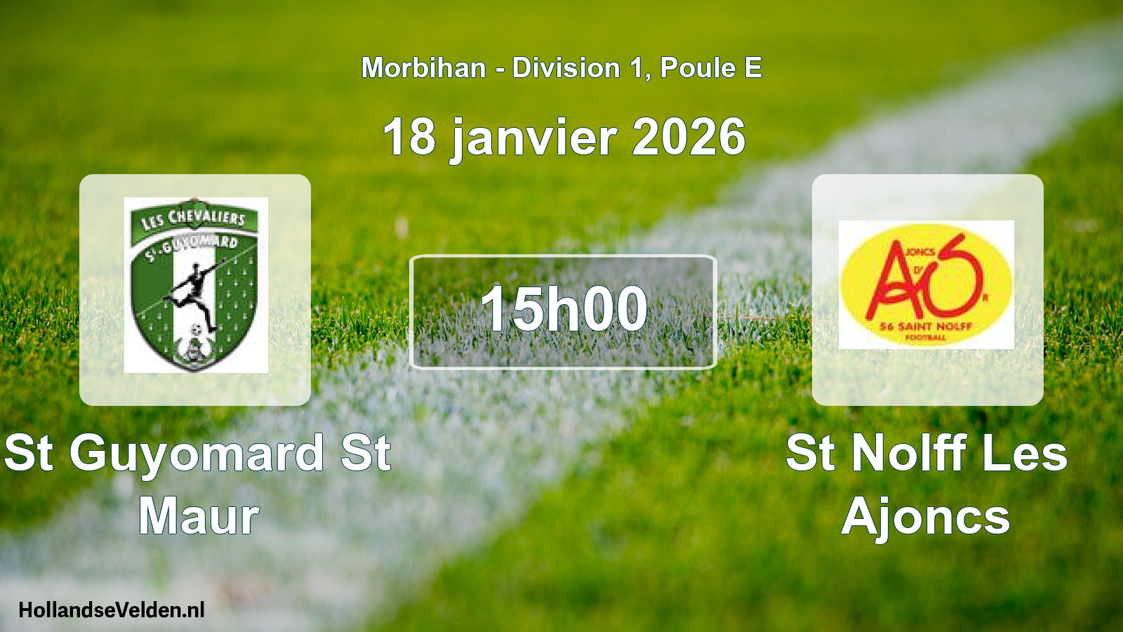 Geplande wedstrijd: St Guyomard St Maur - St Nolff Les Ajoncs (18 janvier 2026)