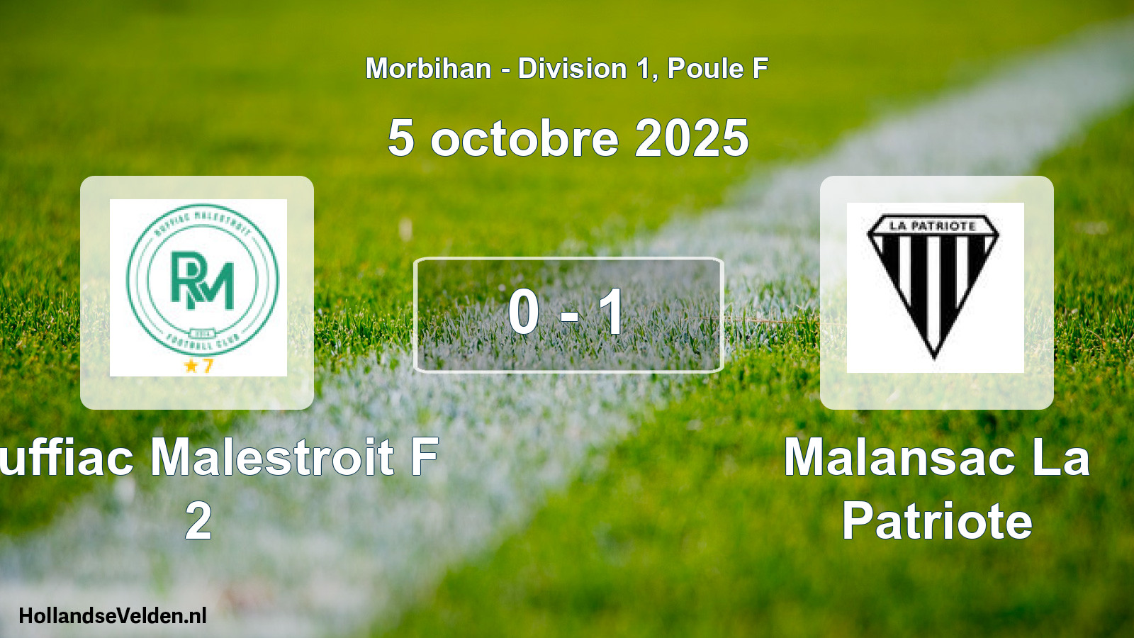 Gespeelde wedstrijd: Ruffiac Malestroit F 2 - Malansac La Patriote 0 - 1 (5 octobre 2025)