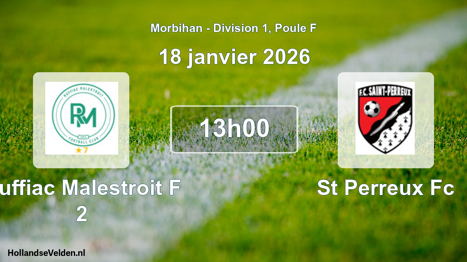 Geplande wedstrijd: Ruffiac Malestroit F 2 - St Perreux Fc (18 janvier 2026)