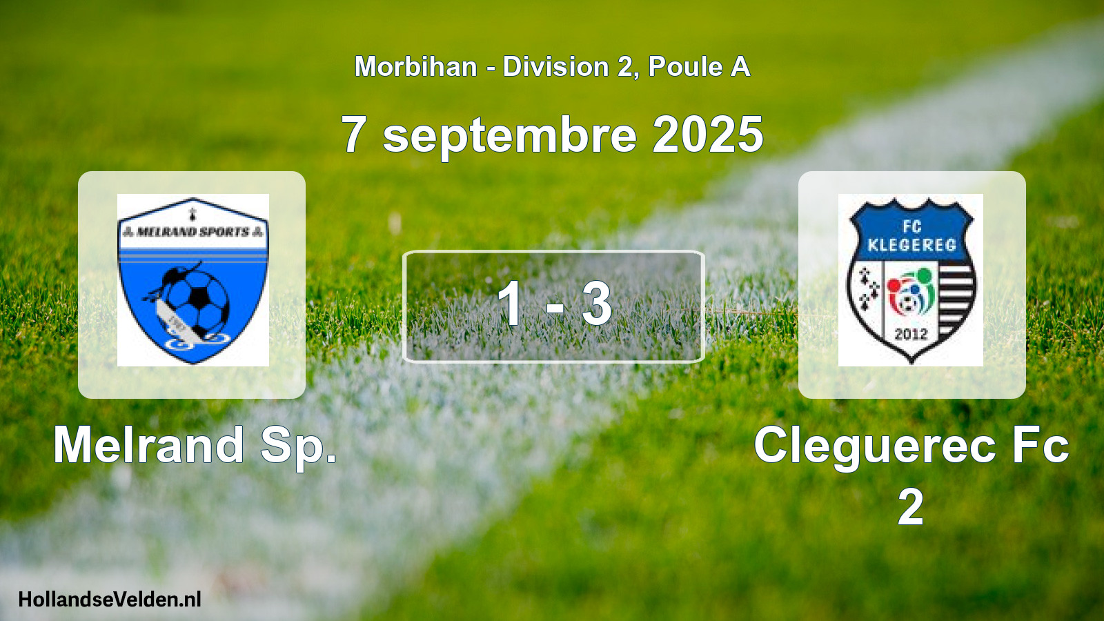 Gespeelde wedstrijd: Melrand Sp. - Cleguerec Fc 2 1 - 3 (7 septembre 2025)