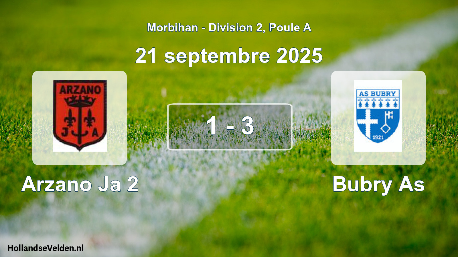 Gespeelde wedstrijd: Arzano Ja 2 - Bubry As 1 - 3 (21 septembre 2025)