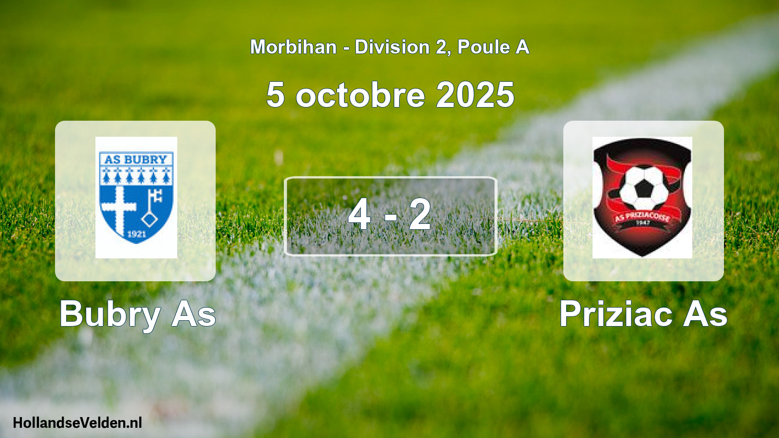 Gespeelde wedstrijd: Bubry As - Priziac As 4 - 2 (5 octobre 2025)