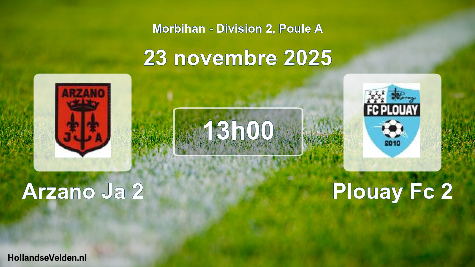 Geplande wedstrijd: Arzano Ja 2 - Plouay Fc 2 (23 novembre 2025)