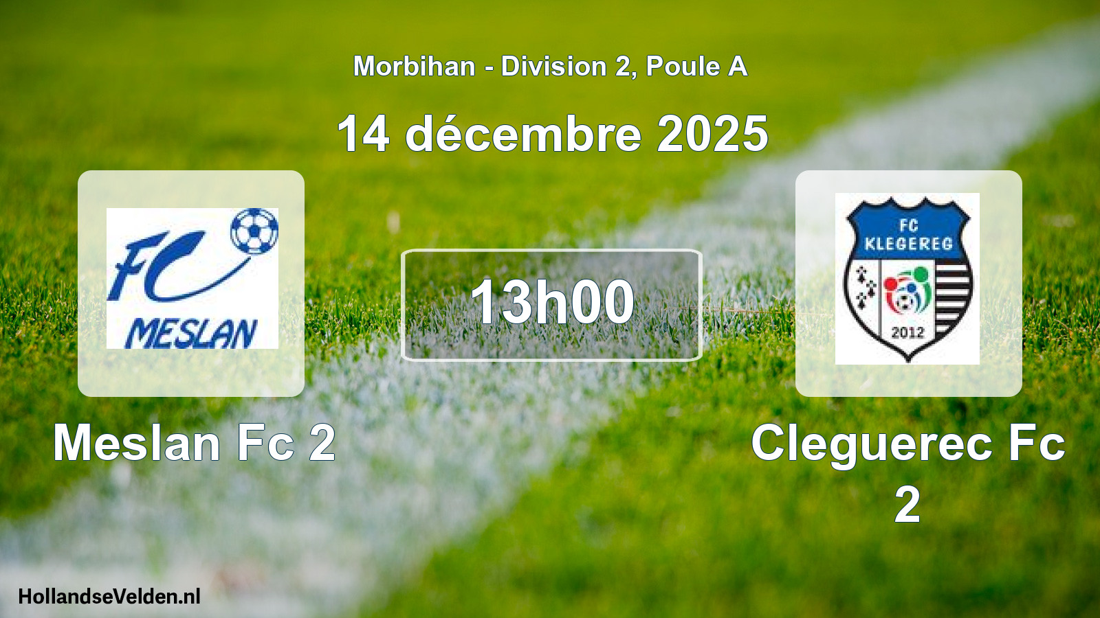 Geplande wedstrijd: Meslan Fc 2 - Cleguerec Fc 2 (14 décembre 2025)