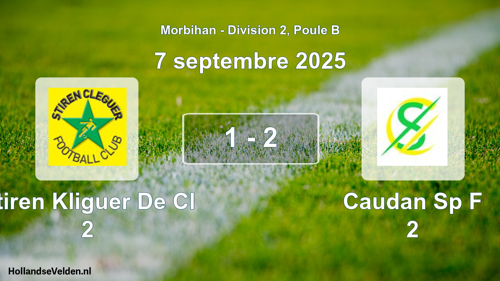 Gespeelde wedstrijd: Stiren Kliguer De Cl 2 - Caudan Sp F 2 1 - 2 (7 septembre 2025)