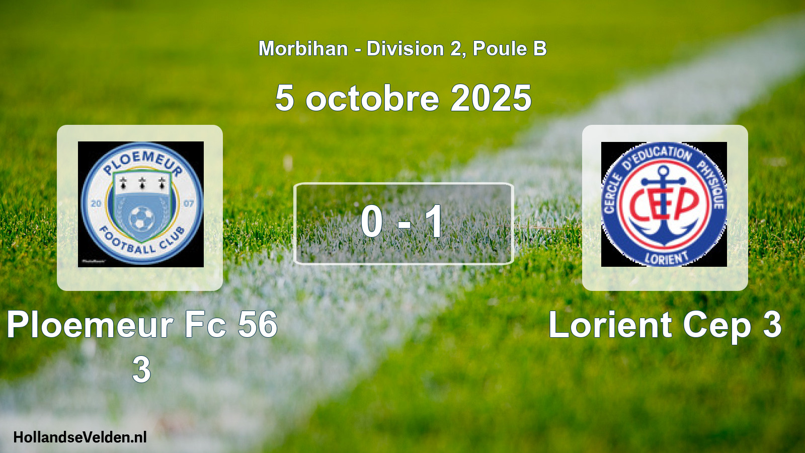 Gespeelde wedstrijd: Ploemeur Fc 56 3 - Lorient Cep 3 0 - 1 (5 octobre 2025)