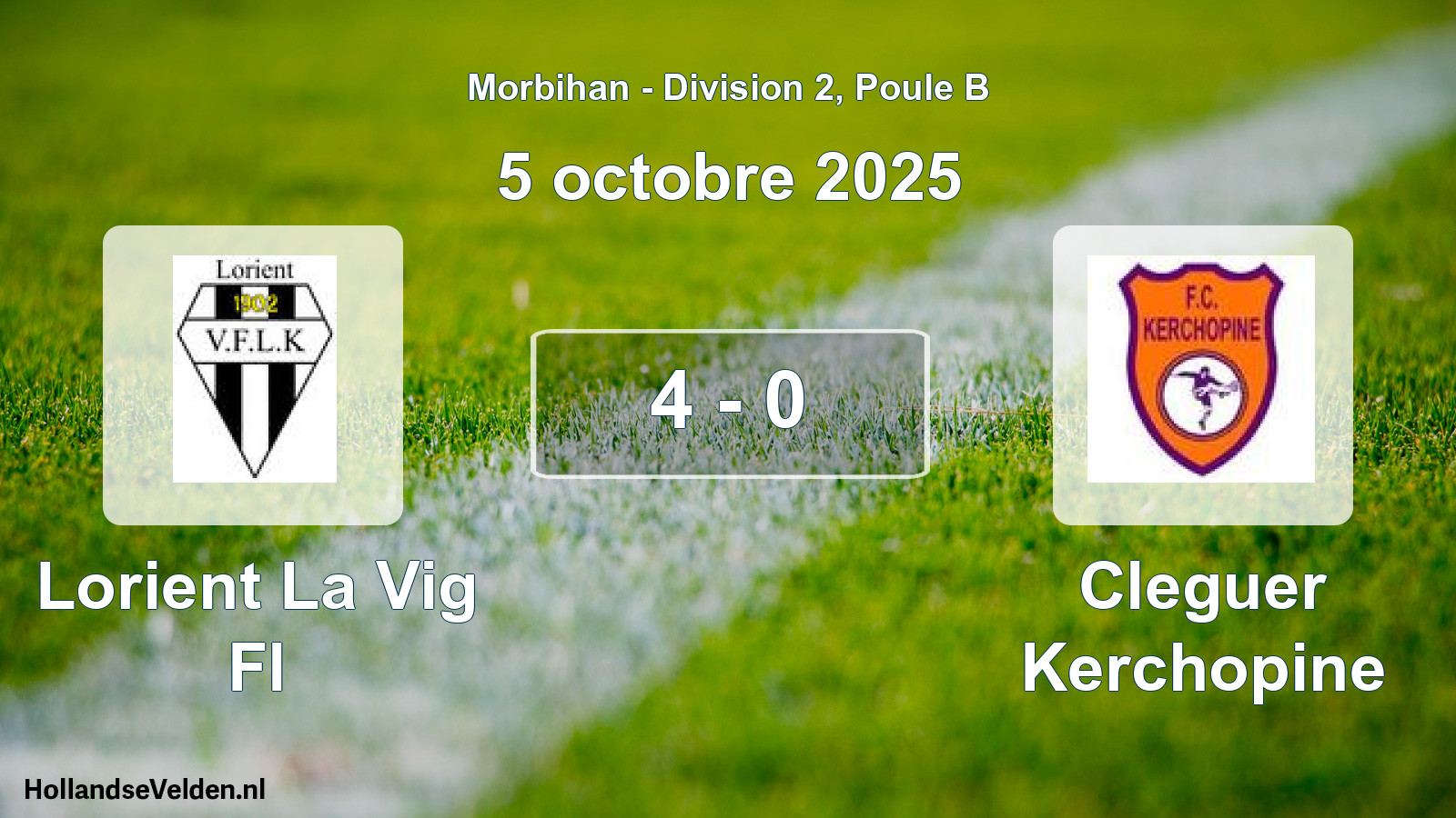 Gespeelde wedstrijd: Lorient La Vig Fl - Cleguer Kerchopine 4 - 0 (5 octobre 2025)