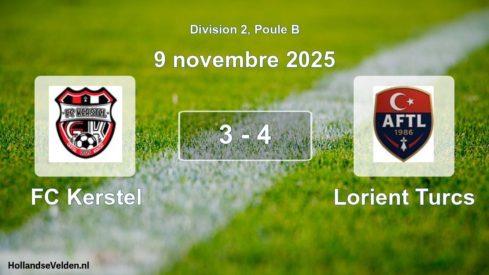 Gespeelde wedstrijd: FC Kerstel - Lorient Turcs 3 - 4 (9 november 2025)