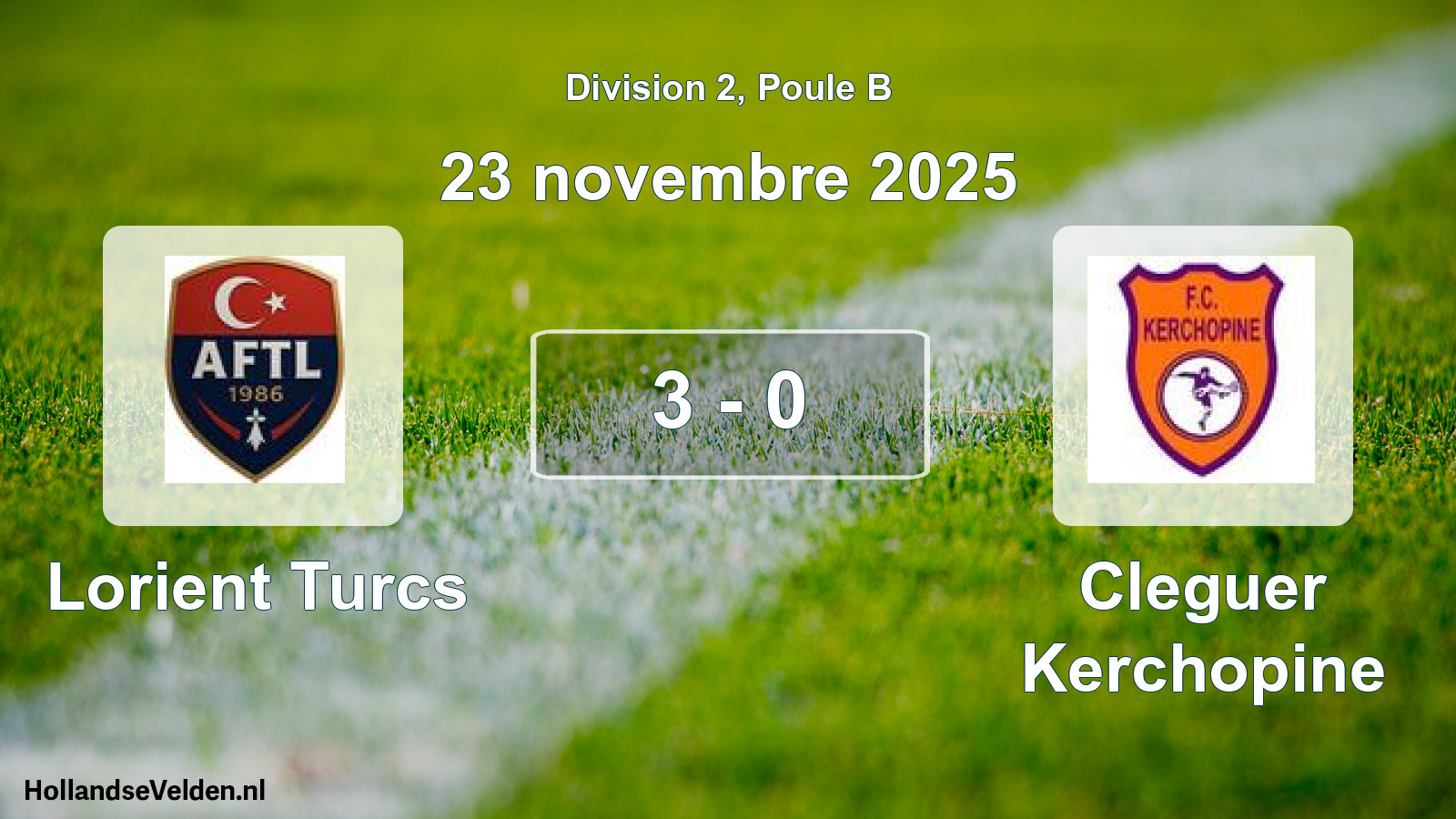 Match joué: Lorient Turcs - Cleguer Kerchopine 3 - 0 (23 novembre 2025)