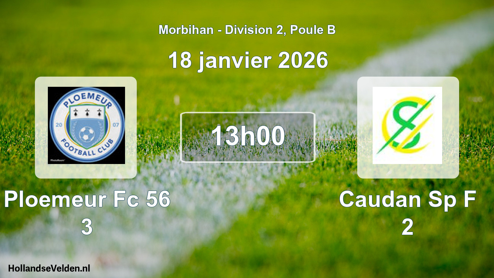 Geplande wedstrijd: Ploemeur Fc 56 3 - Caudan Sp F 2 (18 janvier 2026)