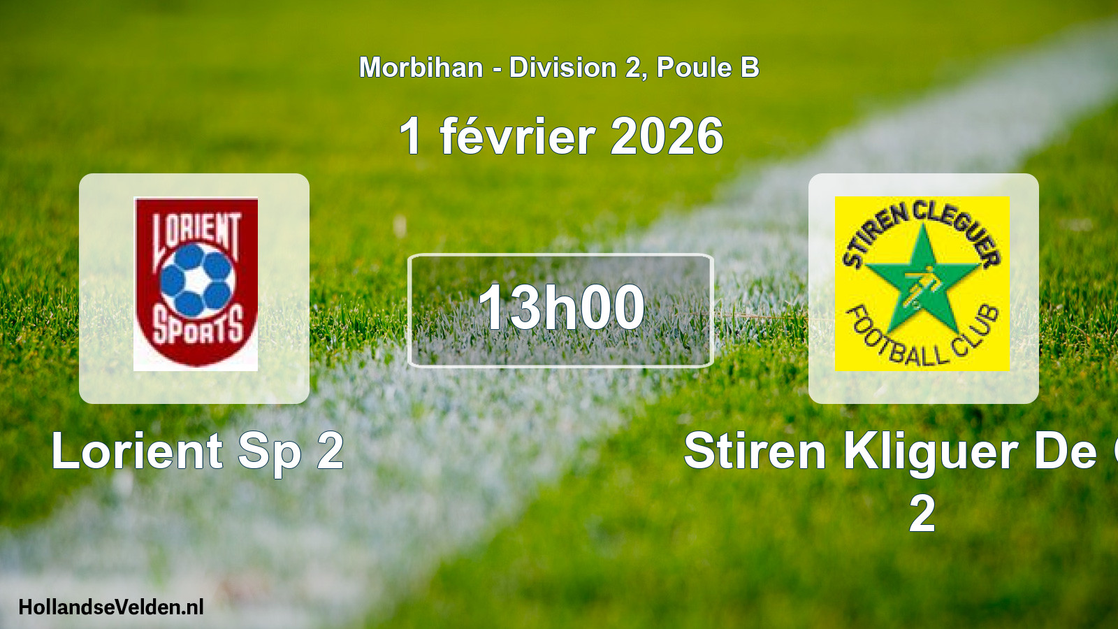 Geplande wedstrijd: Lorient Sp 2 - Stiren Kliguer De Cl 2 (1 février 2026)