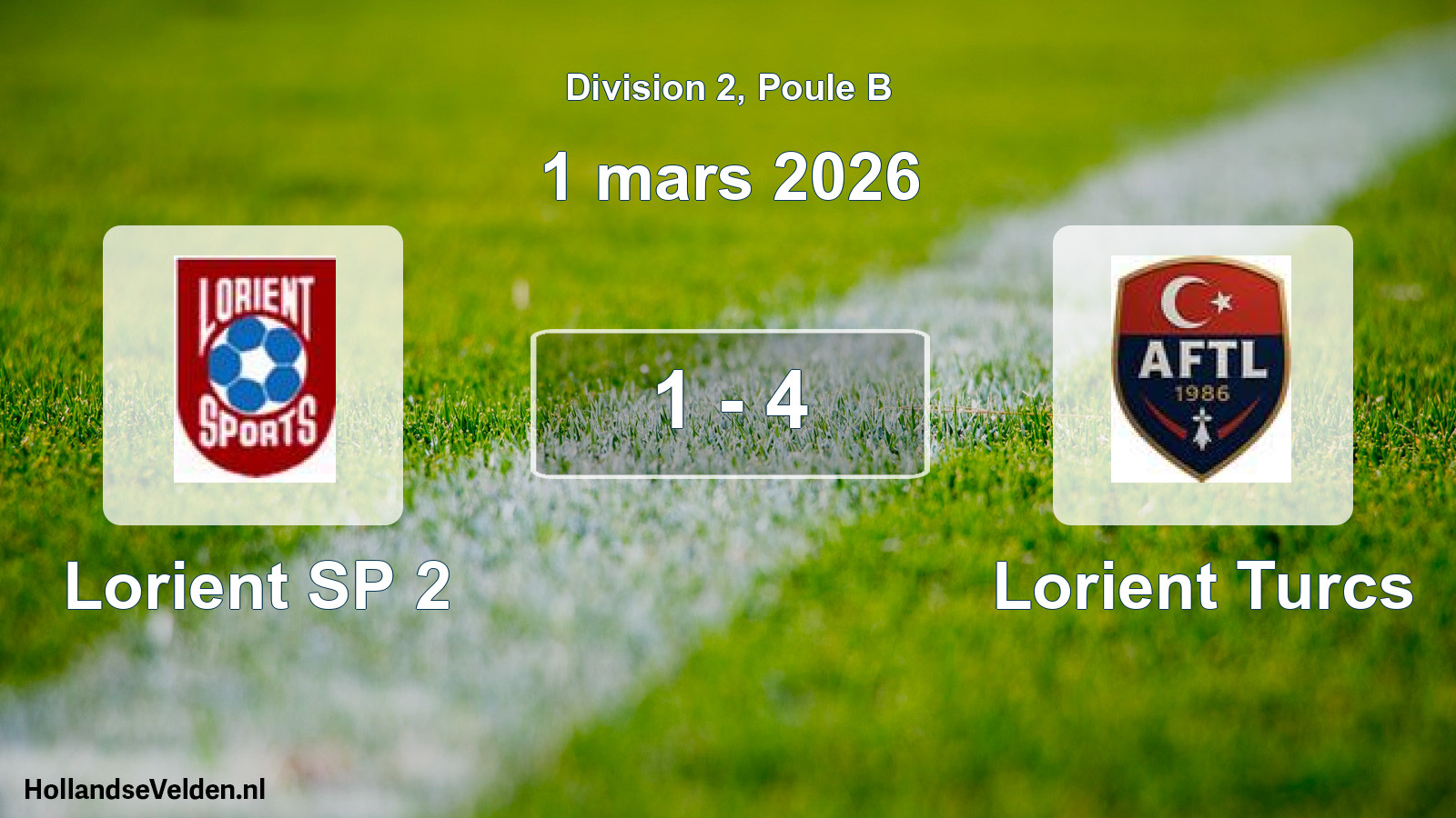 Match joué: Lorient SP 2 - Lorient Turcs 1 - 4 (1 mars 2026)