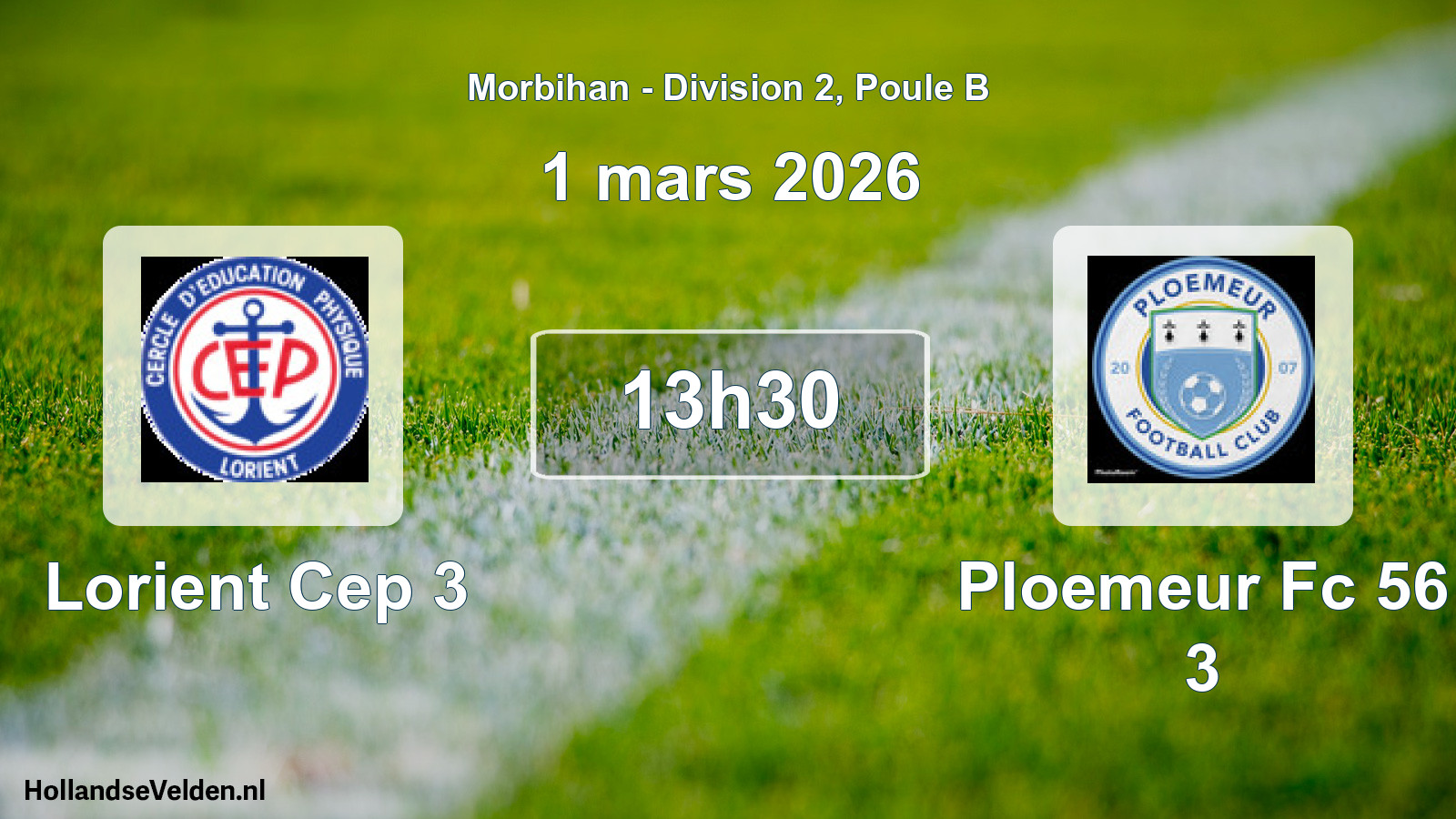 Geplande wedstrijd: Lorient Cep 3 - Ploemeur Fc 56 3 (1 mars 2026)