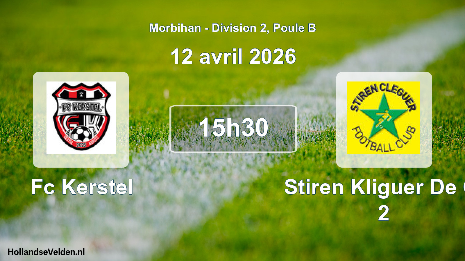 Geplande wedstrijd: Fc Kerstel - Stiren Kliguer De Cl 2 (12 avril 2026)