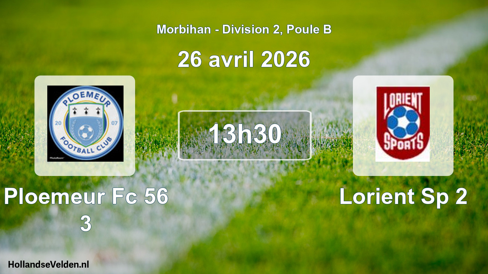Geplande wedstrijd: Ploemeur Fc 56 3 - Lorient Sp 2 (26 avril 2026)