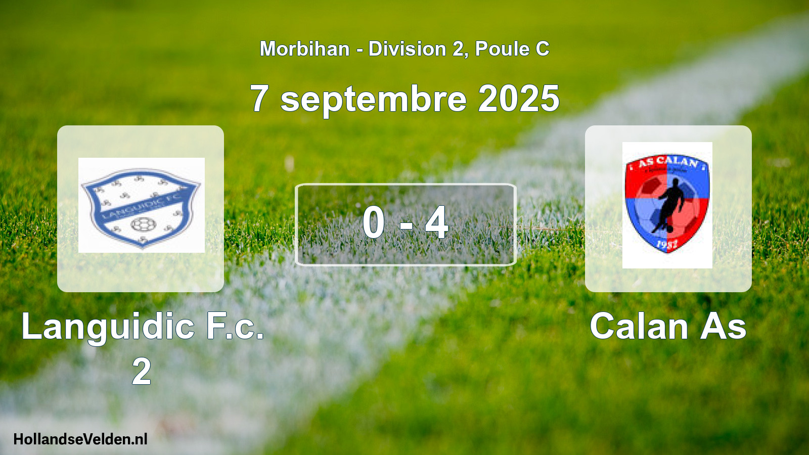 Gespeelde wedstrijd: Languidic F.c. 2 - Calan As 0 - 4 (7 septembre 2025)