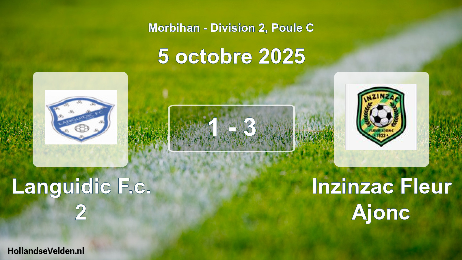 Gespeelde wedstrijd: Languidic F.c. 2 - Inzinzac Fleur Ajonc 1 - 3 (5 octobre 2025)