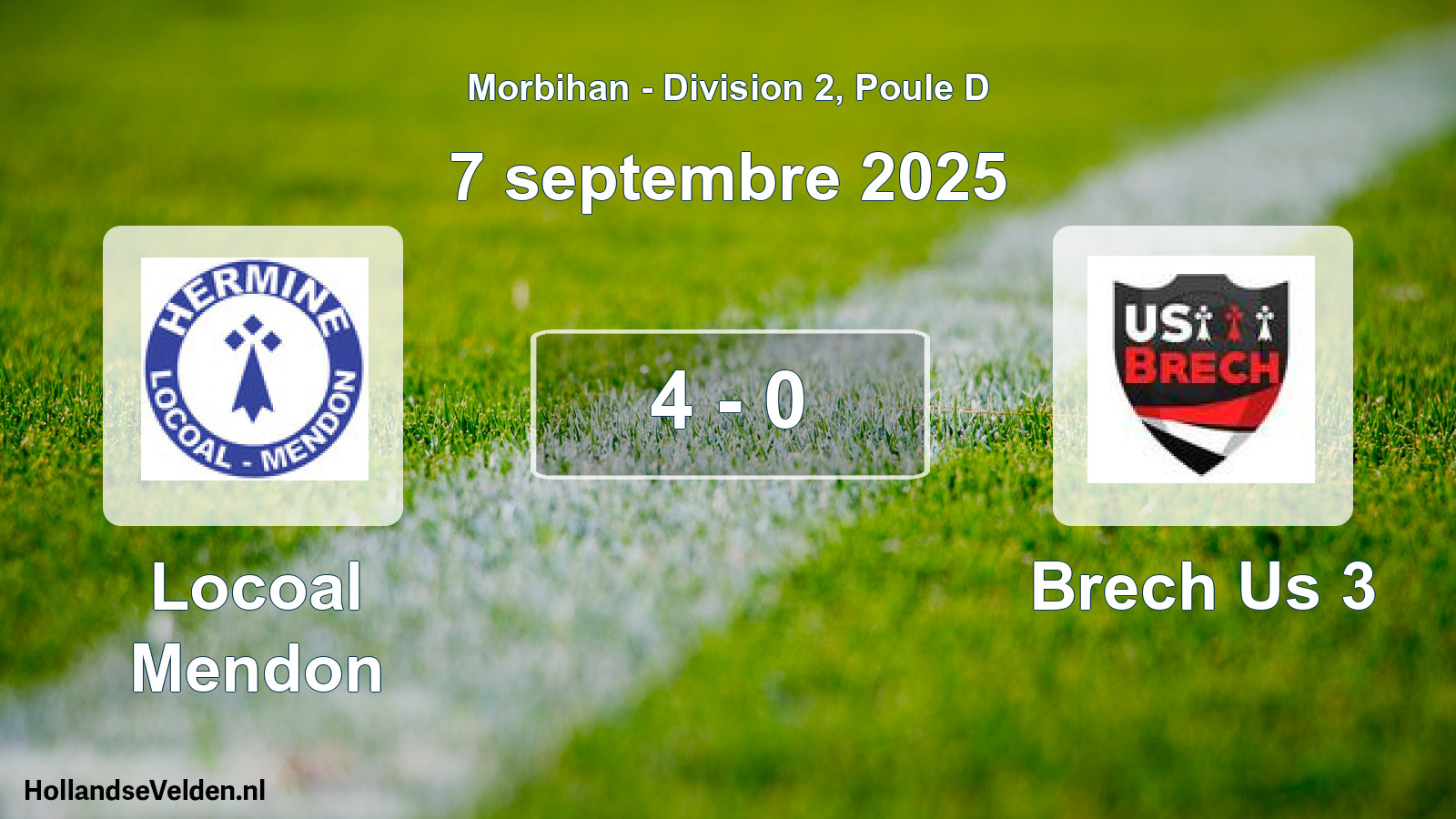Total number of matches played: Locoal Mendon - Brech Us 3 4 - 0 (7 September 2025)
