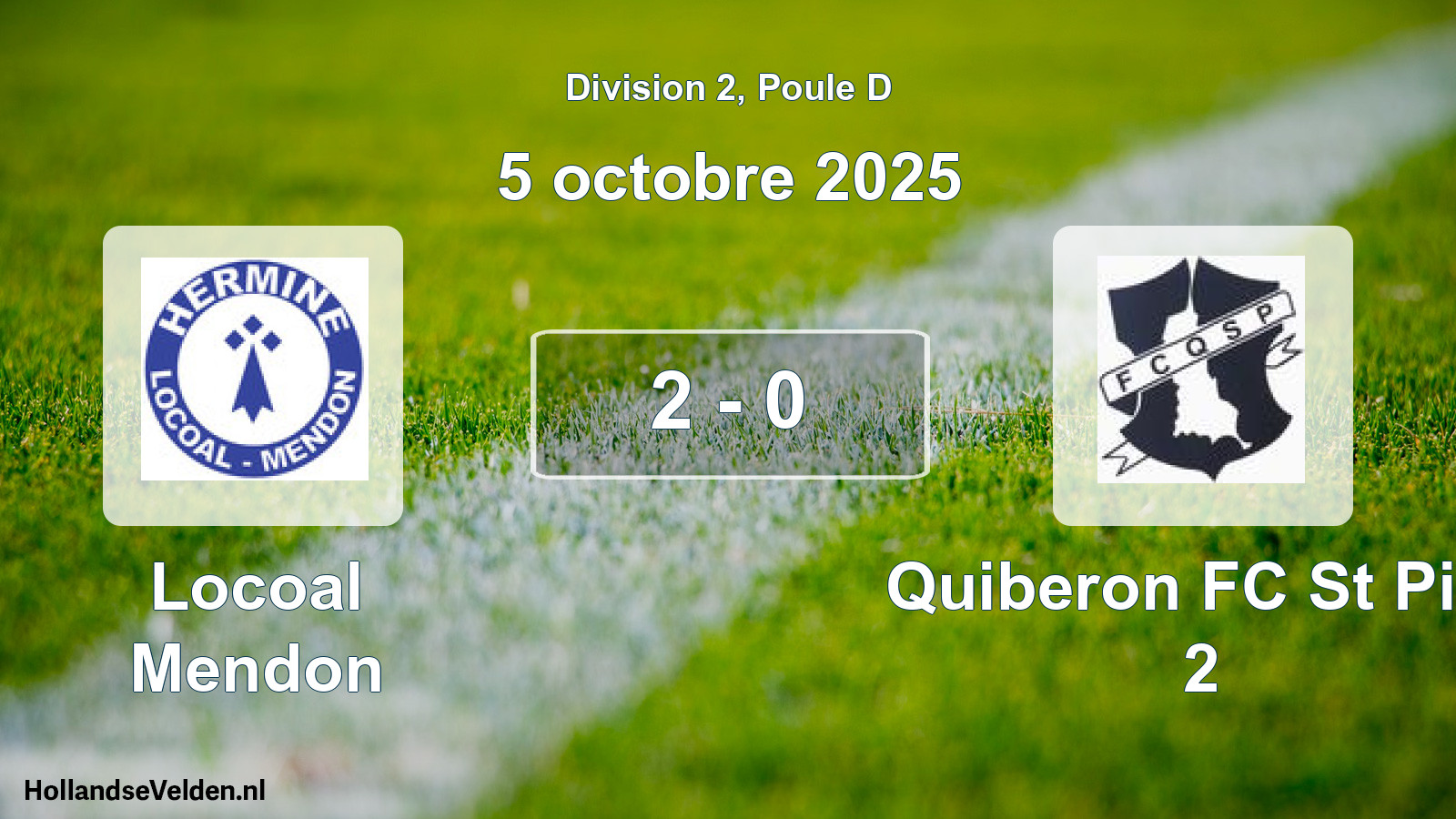 Gespeelde wedstrijd: Locoal Mendon - Quiberon FC St Pier 2 2 - 0 (5 oktober 2025)
