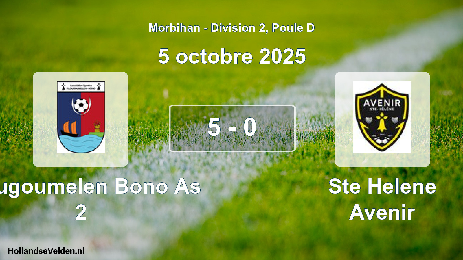 Gespeelde wedstrijd: Plougoumelen Bono As 2 - Ste Helene Avenir 5 - 0 (5 octobre 2025)