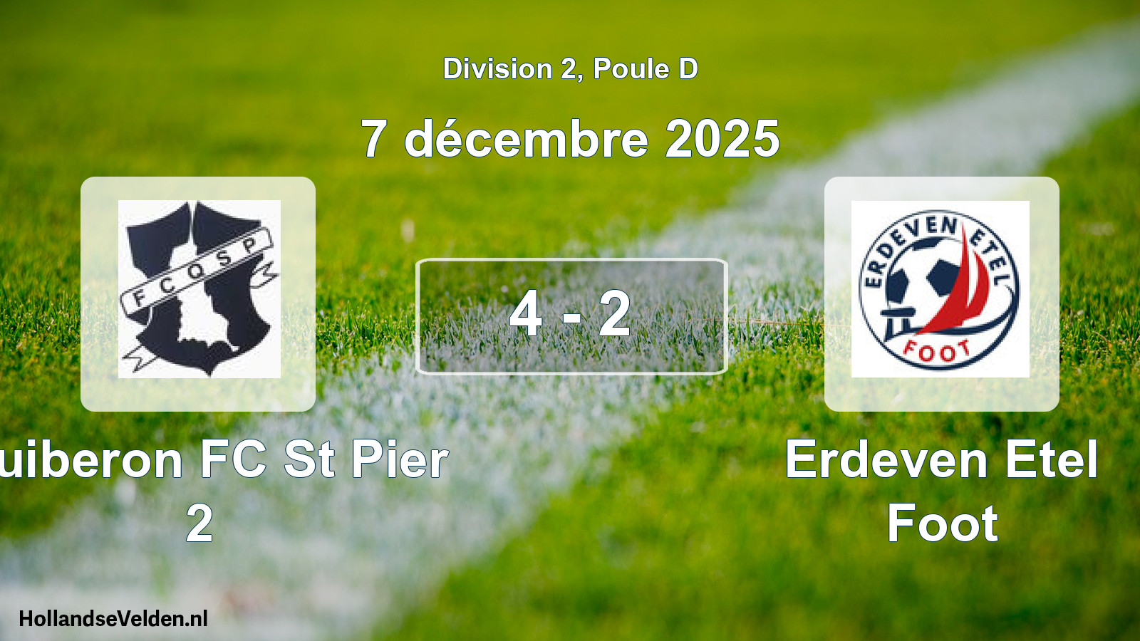 Match joué: Quiberon FC St Pier 2 - Erdeven Etel Foot 4 - 2 (7 décembre 2025)