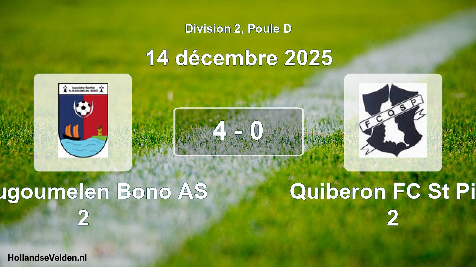 Gespeelde wedstrijd: Plougoumelen Bono AS 2 - Quiberon FC St Pier 2 4 - 0 (14 december 2025)