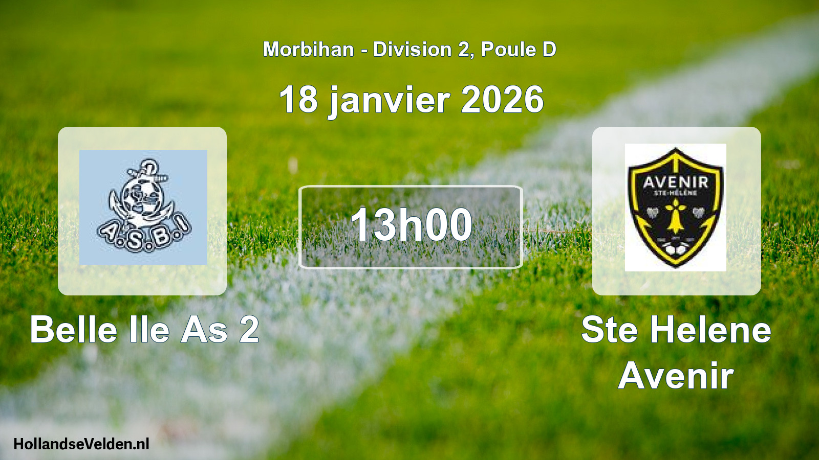 Geplande wedstrijd: Belle Ile As 2 - Ste Helene Avenir (18 janvier 2026)