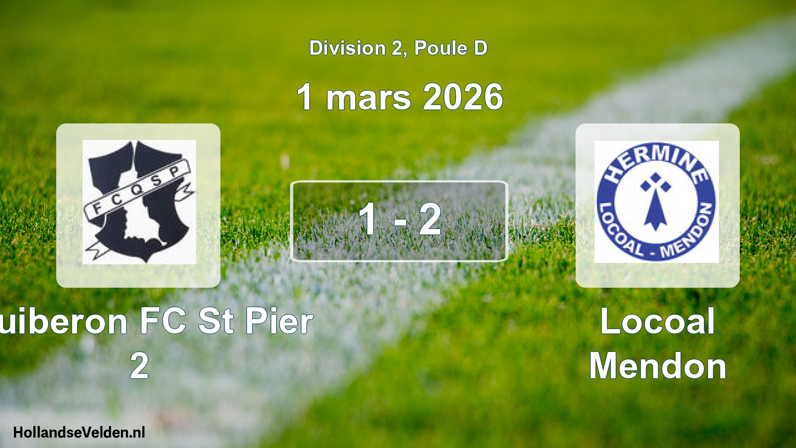 Gespeelde wedstrijd: Quiberon FC St Pier 2 - Locoal Mendon 1 - 2 (1 maart 2026)