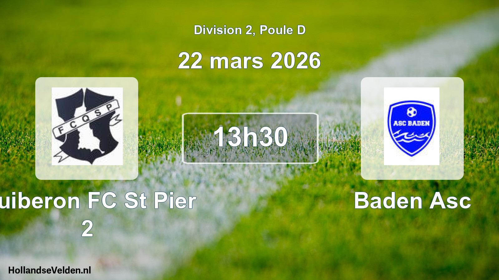 Geplande wedstrijd: Quiberon FC St Pier 2 - Baden Asc (22 maart 2026)