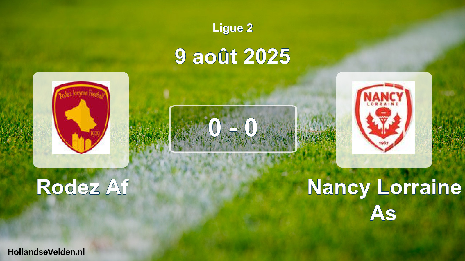 Gespeelde wedstrijd: Rodez Af - Nancy Lorraine As 0 - 0 (9 augustus 2025)