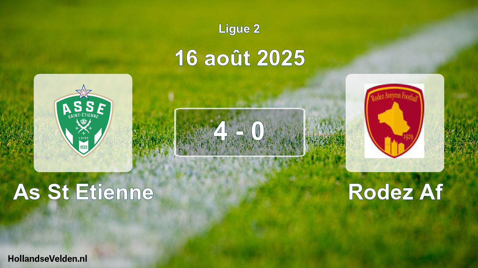 Gespeelde wedstrijd: As St Etienne - Rodez Af 4 - 0 (16 augustus 2025)