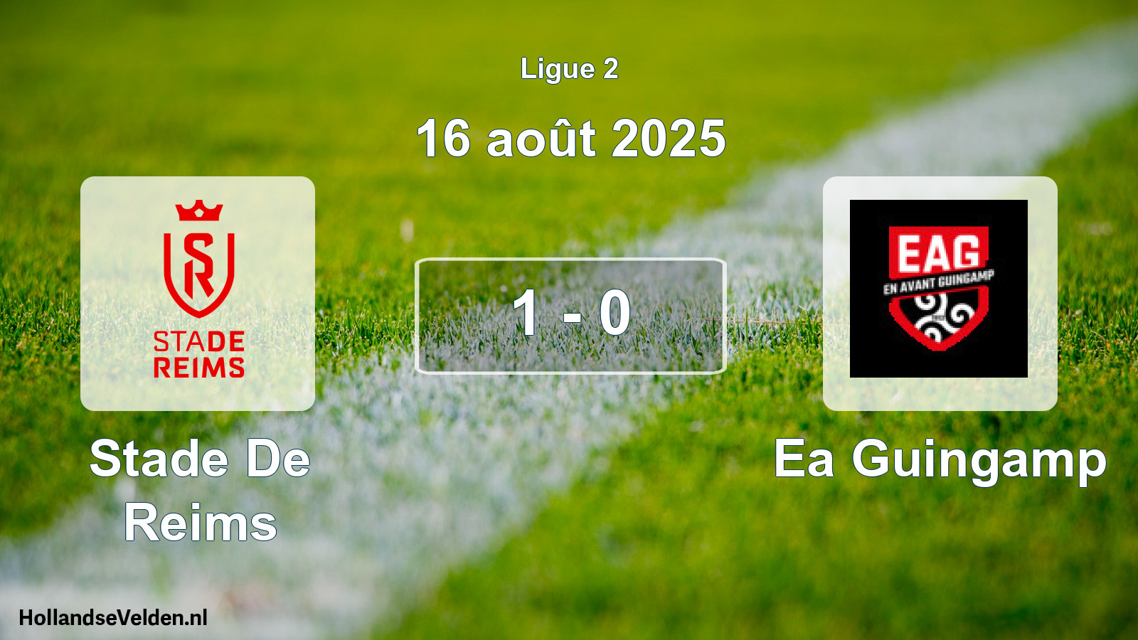 Gespeelde wedstrijd: Stade De Reims - Ea Guingamp 1 - 0 (16 août 2025)