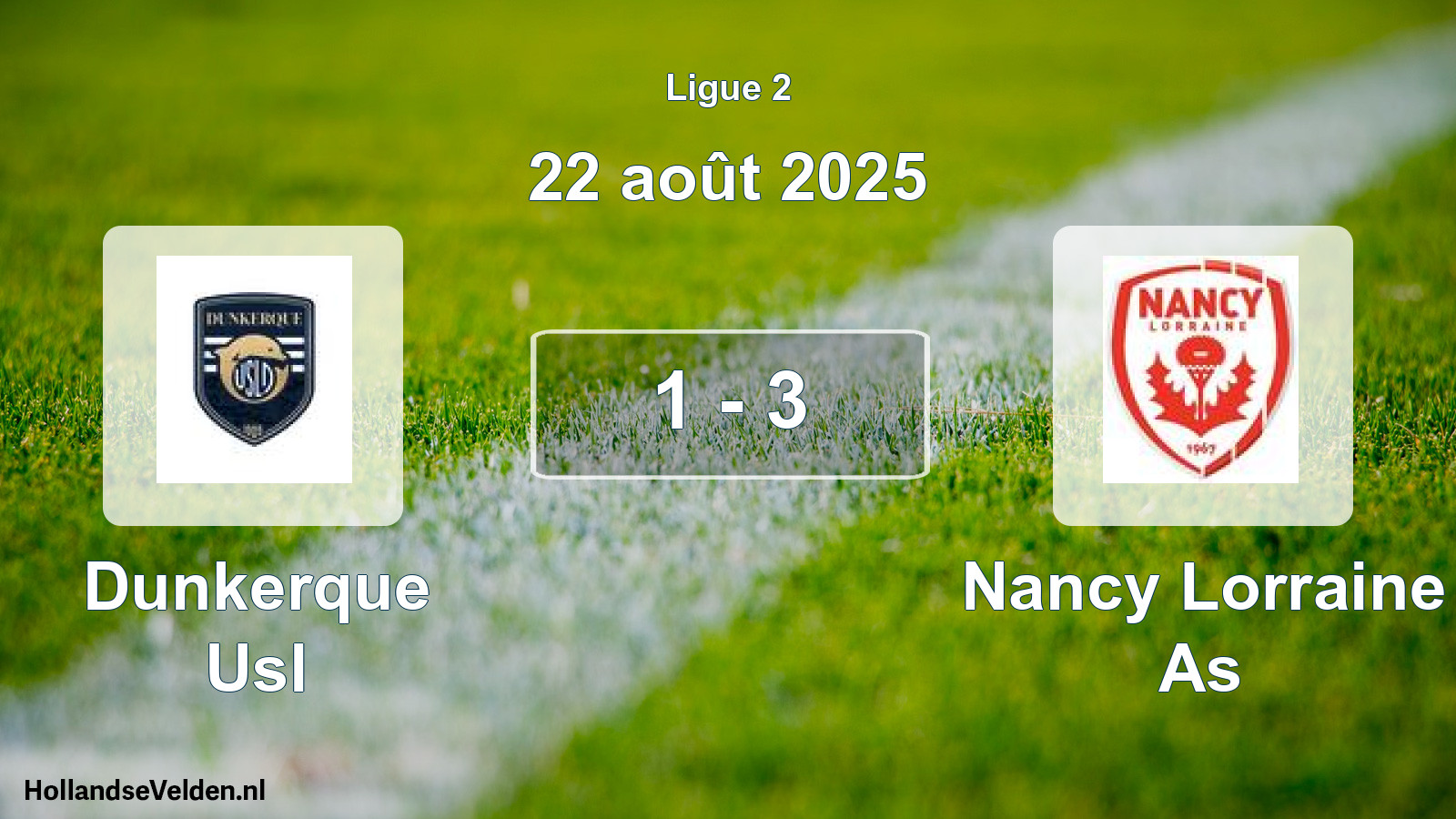 Total number of matches played: Dunkerque Usl - Nancy Lorraine As 1 - 3 (22 August 2025)