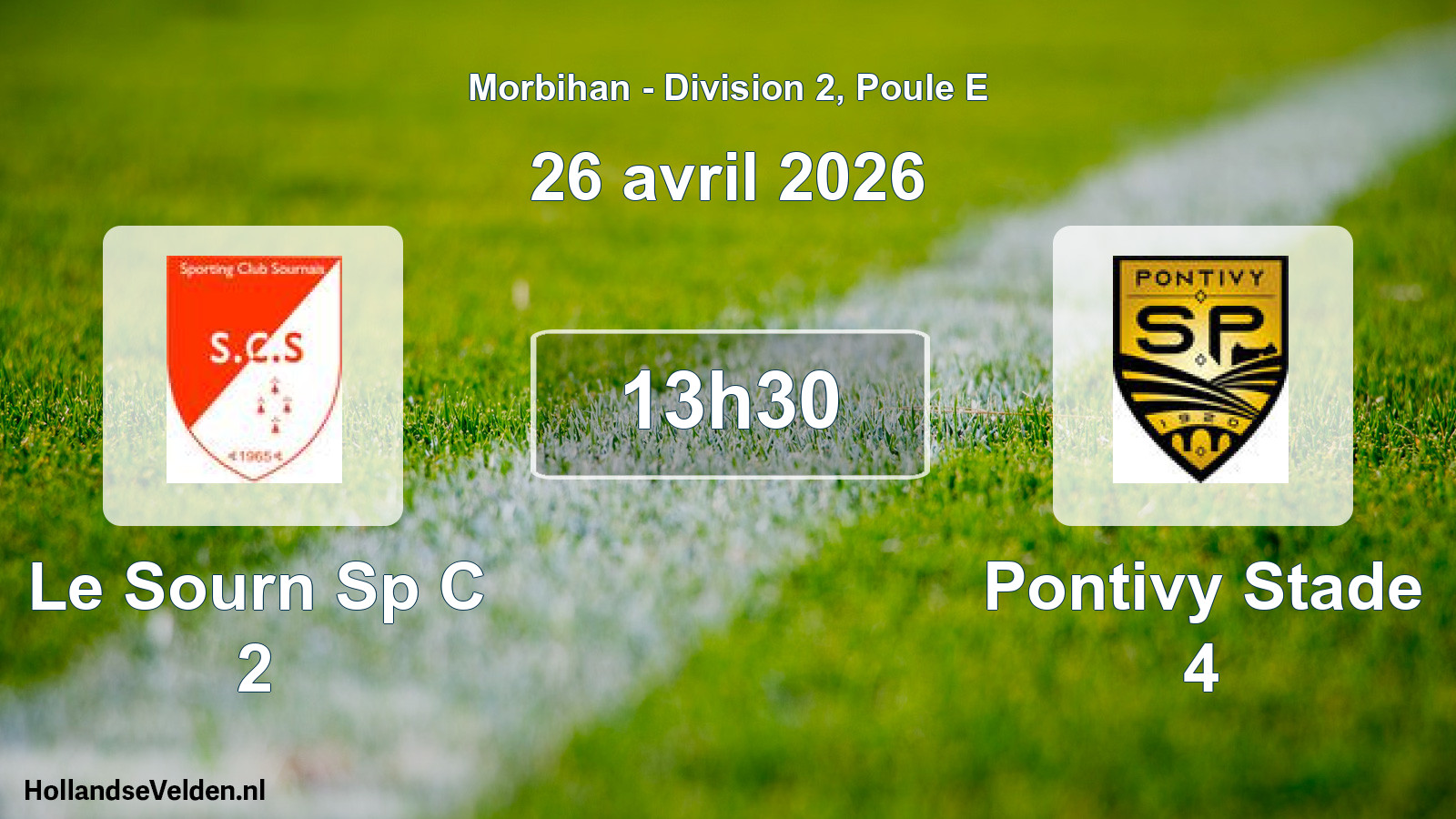 Geplande wedstrijd: Le Sourn Sp C 2 - Pontivy Stade 4 (26 avril 2026)