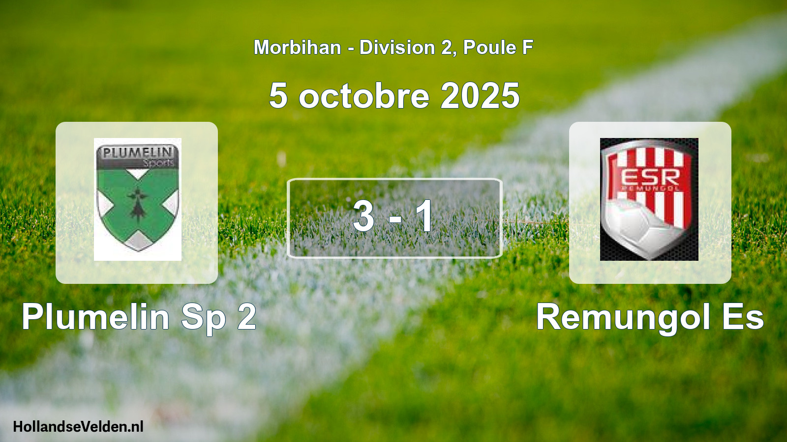Gespeelde wedstrijd: Plumelin Sp 2 - Remungol Es 3 - 1 (5 octobre 2025)