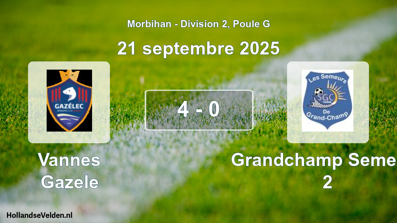 Total number of matches played: Vannes Gazele - Grandchamp Semeurs 2 4 - 0 (21 September 2025)