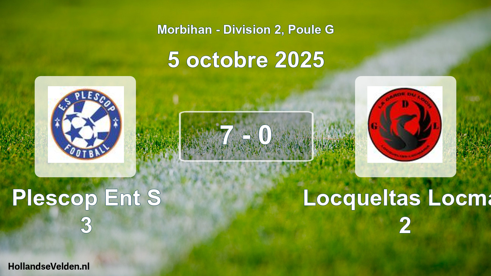 Total number of matches played: Plescop Ent S 3 - Locqueltas Locmar 2 7 - 0 (5 October 2025)