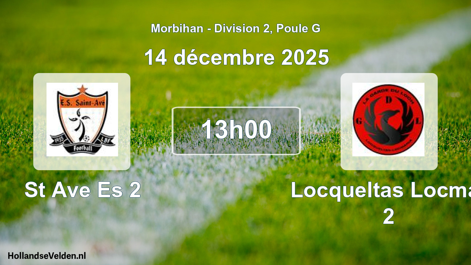 Geplande wedstrijd: St Ave Es 2 - Locqueltas Locmar 2 (14 décembre 2025)