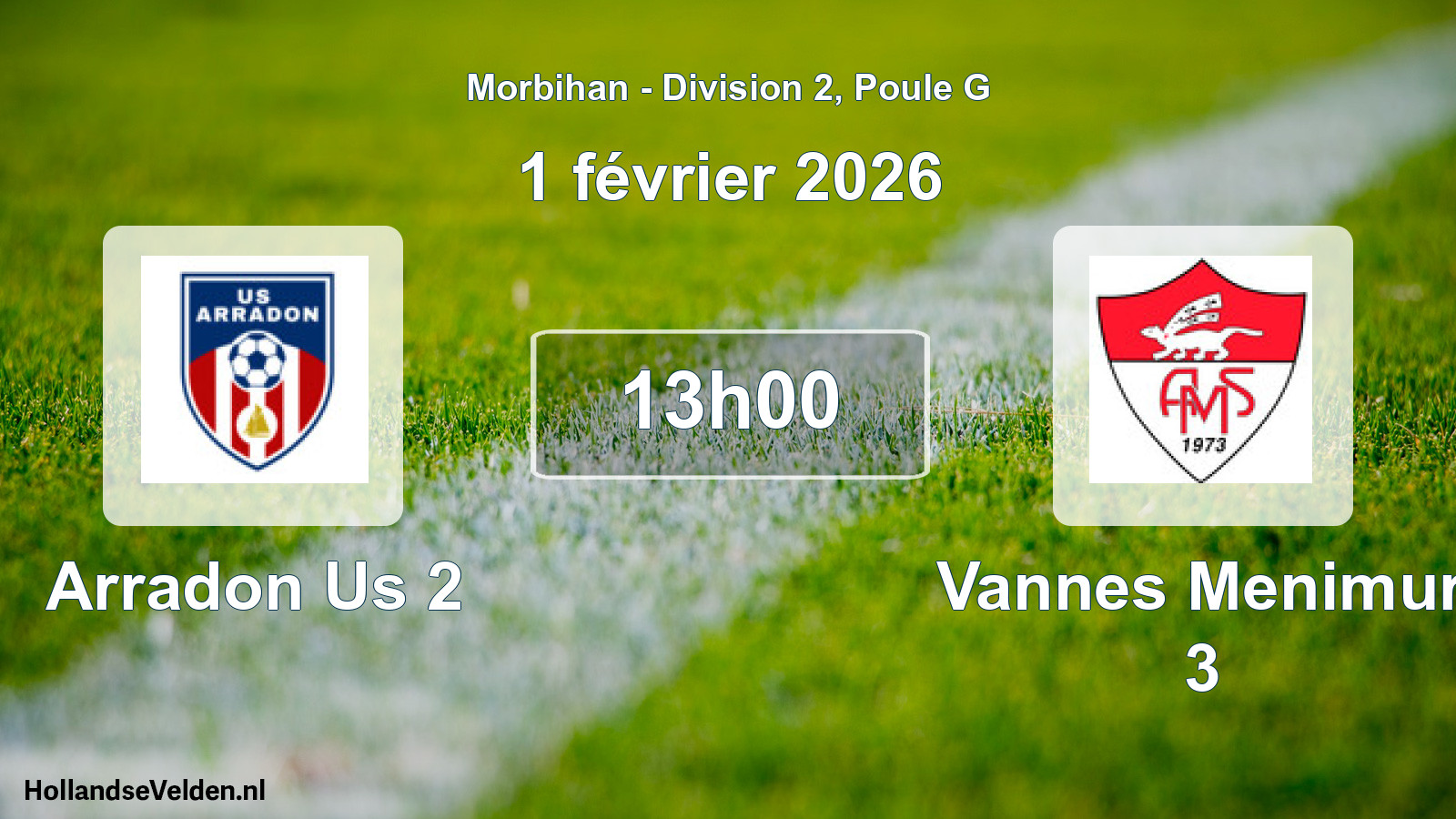 Geplande wedstrijd: Arradon Us 2 - Vannes Menimur 3 (1 février 2026)